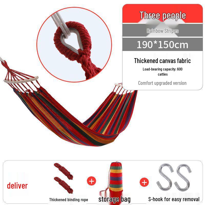 Thickened Anti-Rollover Hammock Swing Chair for Outdoor/Indoor Use - Single/Double, Child/Adult