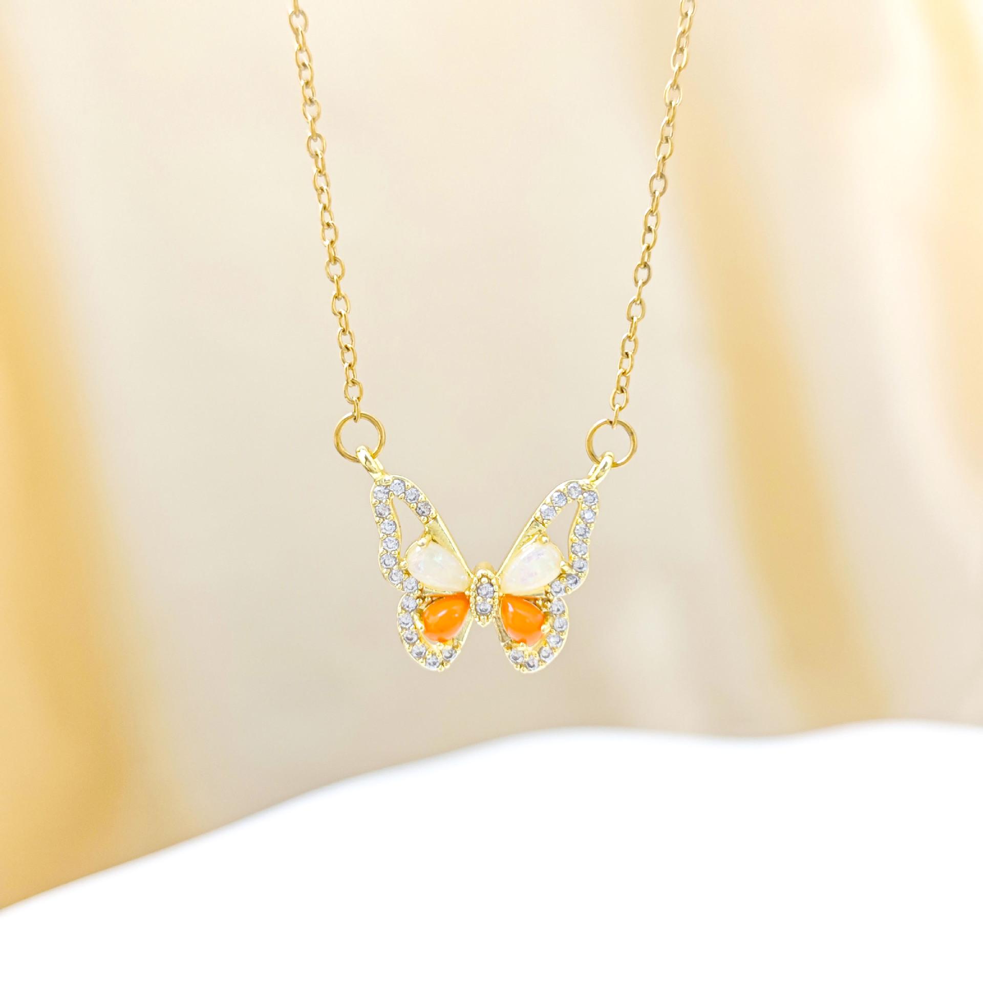 Colorful Butterfly Necklace - Elegant Clavicle Chain Jewelry with High-End Design