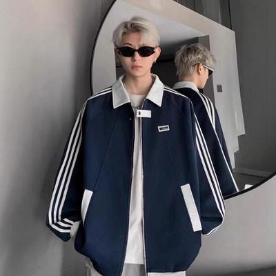 Men's American Patchwork Jacket - Autumn Trendy, Versatile College Style, Handsomely Rebellious Striped Baseball Coat
