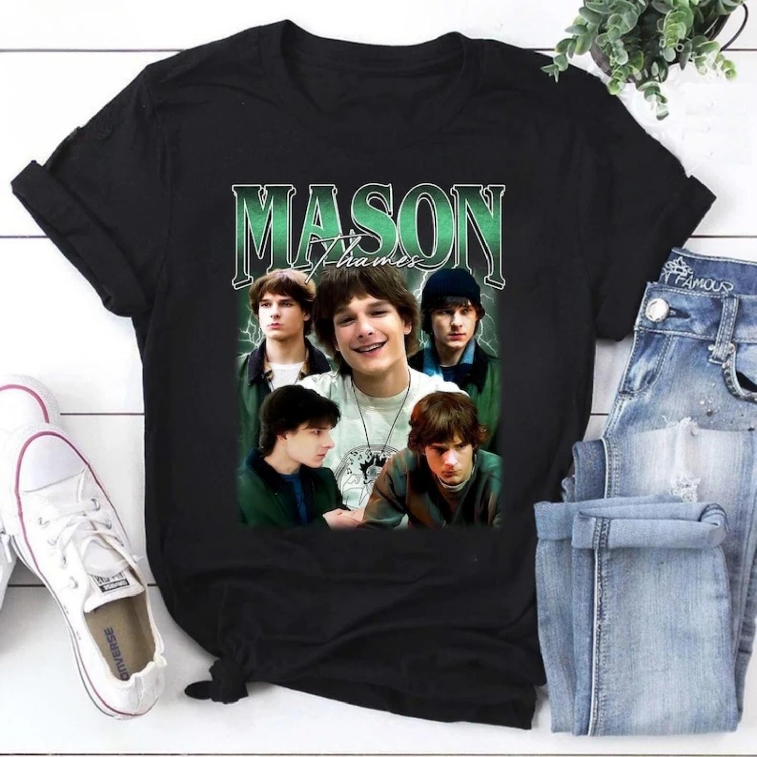 Mason Thames Vintage Bootleg Shirt 90s Retro Style Fan Aesthetic Mason Thames Graphic T-Shirt  Vintage round neck Short Sleeve S чёрный