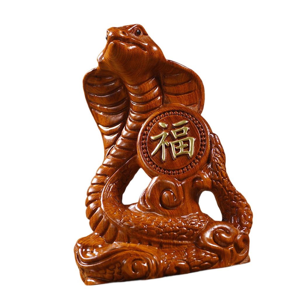 New Years Gift Wooden Zodiacs Snake Figurine Landscape Ornament for Home Decorations Office Desk Accessories