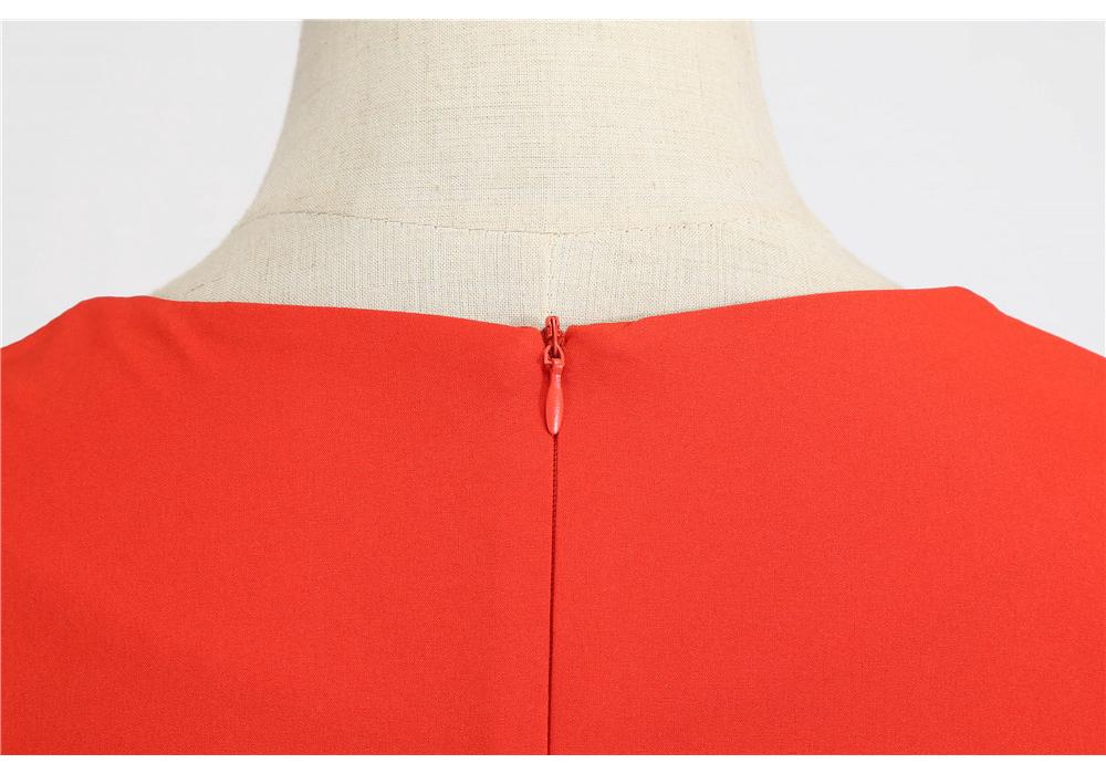 2023 Summer Retro Solid Color Short Sleeve Swing Dress