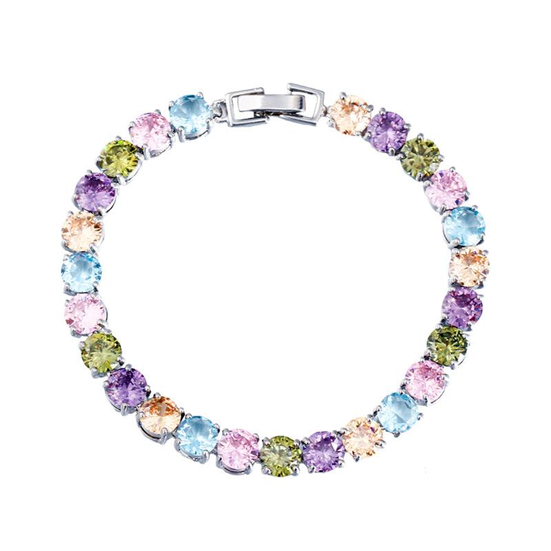 Trend Crystal Ice Flower Bracelet Women'S Gift Rainbow Zircon Jewelry Jewelry Direct Supply
