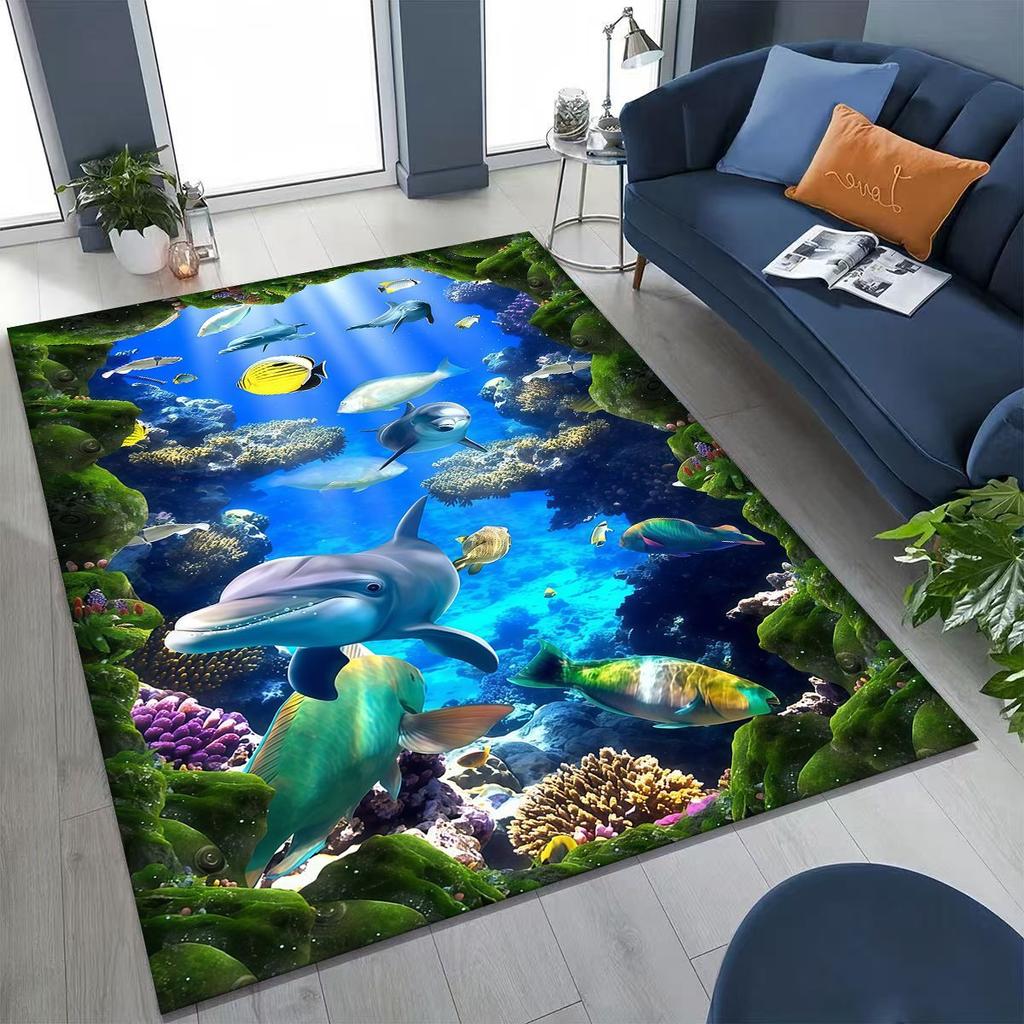 3D Illusion Breaking Wall Dinosaur Animal Series Rug for Bedroom Living Room Sofa Home Doormat Decor,Large Non-slip Floor Mat