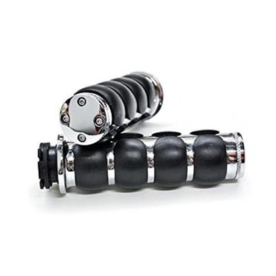 TASWK Motorcycle Chrome Rubber Handlebar 1 for and Honda Grips, Inch/25mm, Cruisers, Suzuki, Kawasaki, Yamaha, (Silver)