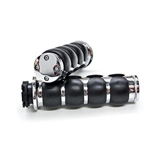 

TASWK Motorcycle Chrome Rubber Handlebar 1 for and Honda Grips, inch/25mm, Cruisers, Suzuki, Kawasaki, Yamaha, (Silver)