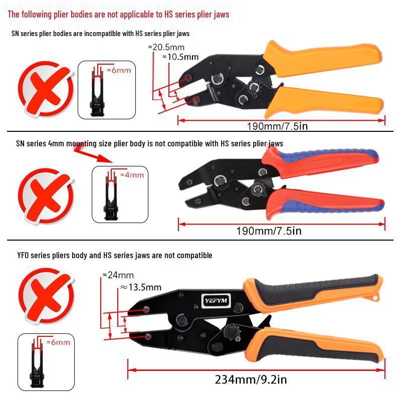 HS High-Precision Ratchet Crimping Pliers for Pin, Bare, and Pre-insulated Terminals