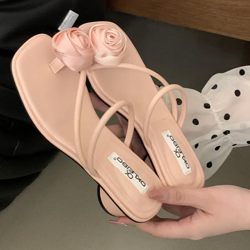 

Fashion High Heels Women Slippers Flower Fashion Shoes Clip Toe Pumps Women s Sandals 2025 Summer New Trend Brand Dress Femme Zapatillas 40 розовый