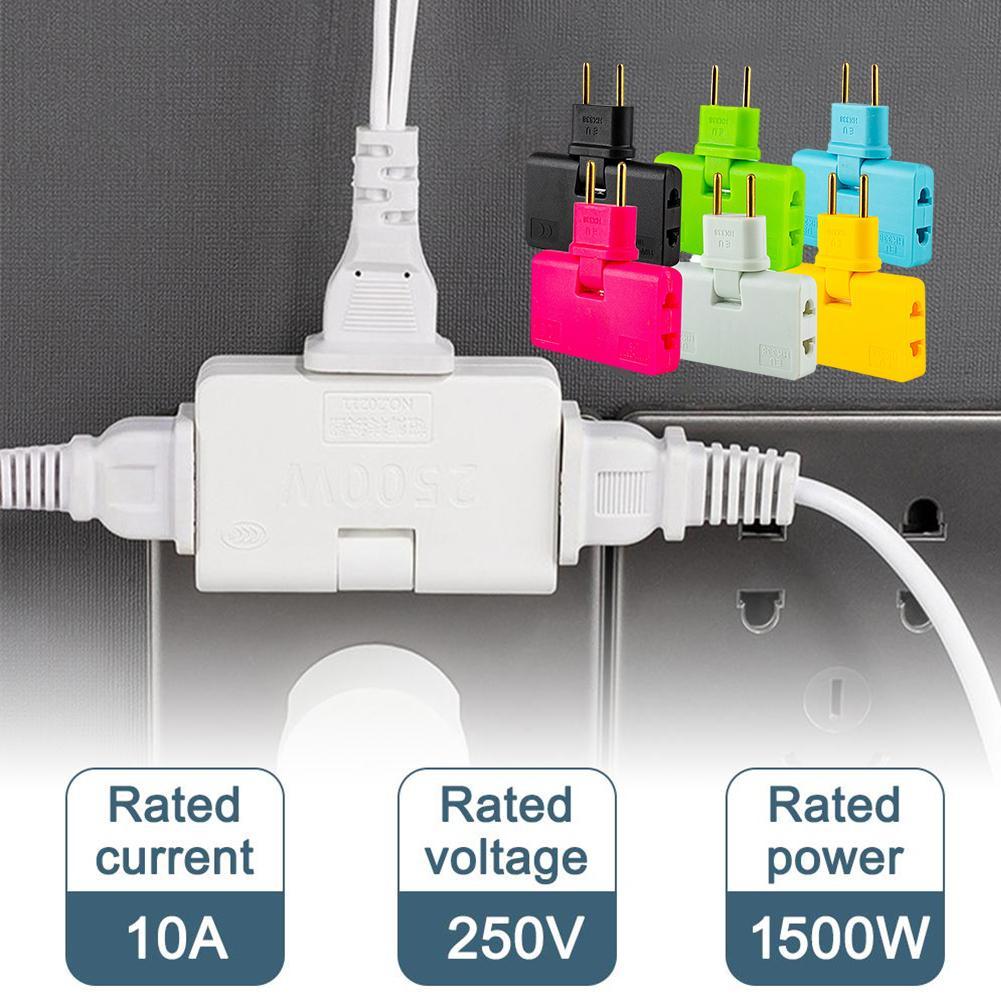 Convertitore con spina UE girevole a 180 gradi con tre spine di prolunga, adattatore per presa wireless mini sottile con luce per comodità
