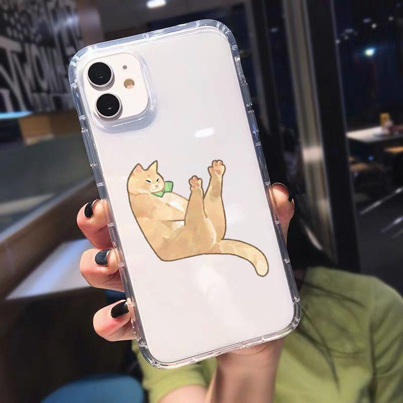 Funny Cartoon Cat Phone Case For iPhone 15 11 12 Pro Max 13 XR XS X 8 7 SE 14Plus Cute Animal Pattern Clear Soft TPU Cover Shell