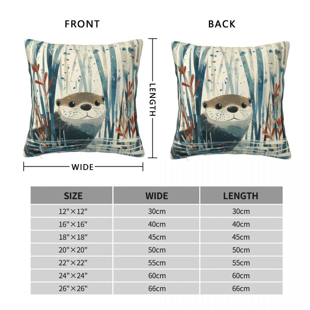 Otter Peek Through The Reeds Square Pillowcase Polyester Linen Velvet Pattern Decorative Throw Pillow Case Home Cover 45X45