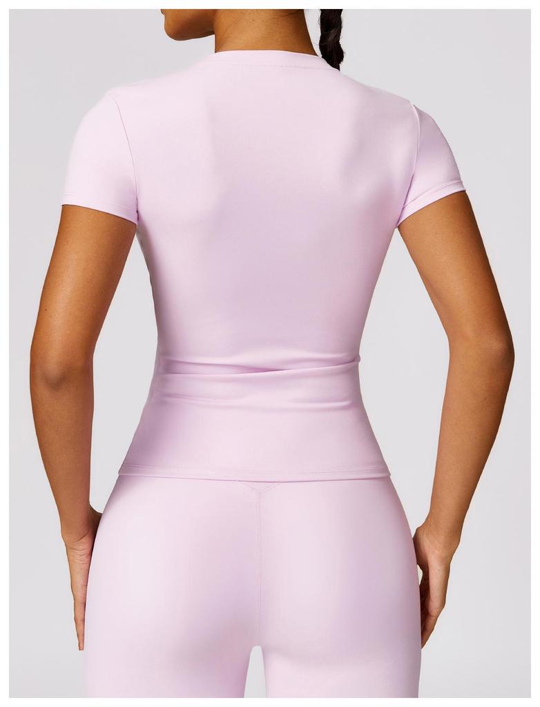 Kundenspezifisches Schnelltrocknendes Yoga-T-Shirt, Kurzarm-Fitness-Top für Damen - Outdoor-Laufen & Sport-Stil 8455