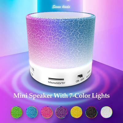 Mini Speaker 7-Color Lights Small Wireless BT Speaker Portable Rechargeable Speaker for Travel Outdoors Home Office