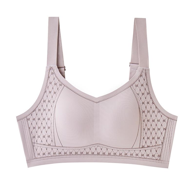 

Champagne Seamless Wireless Bra with Adjustable Straps and Monogram Print M фиолетовый