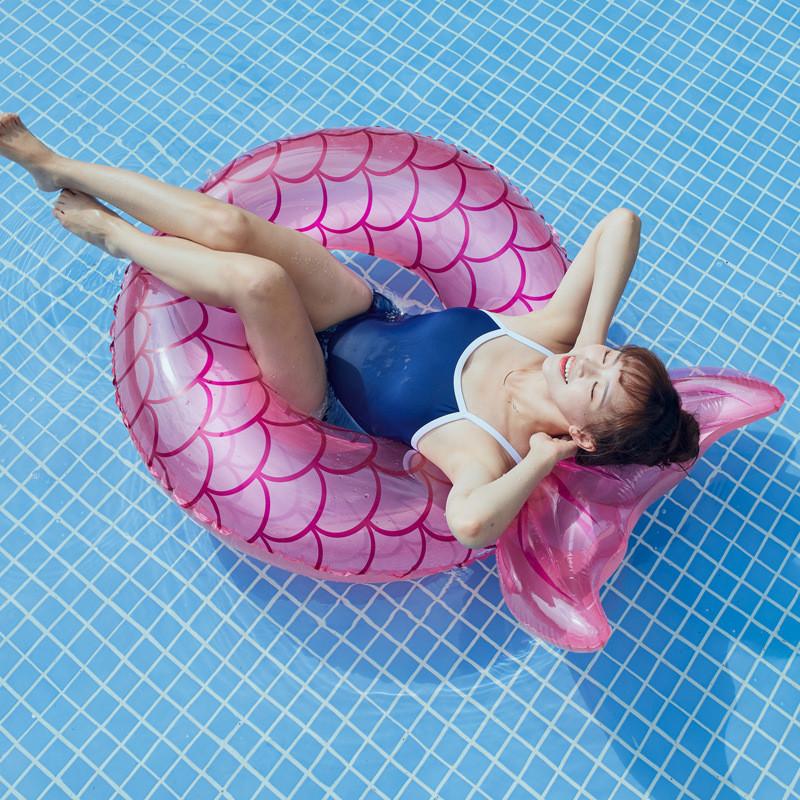 Mermaid Tail Swim Ring Thickened Children's Lifebuoy Adult Water Toy Backrest Mermaid Swim Ring Pvc 0.25 Thickness