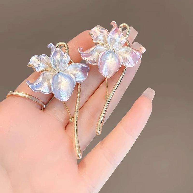 Style Temperament Sense Water Lily Enamel Lily Flower Brooches For Women Weddings Banquet Office Brooch Pins Gifts