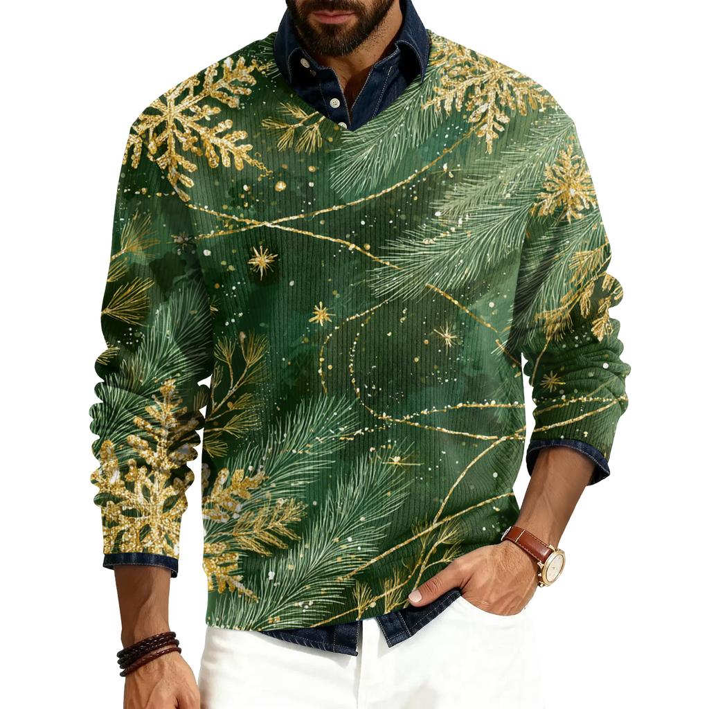 Pánský pulovr s V-výstřihem, s dlouhým rukávem, žebrovaný úplet