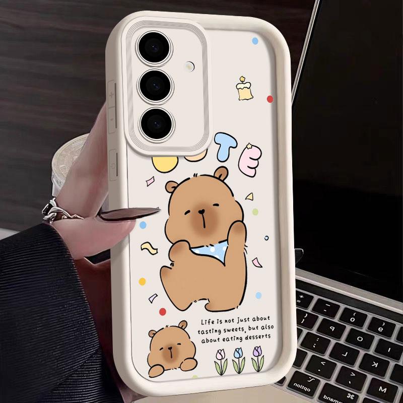 Artistic Little Bear Capybara Phone Case For Samsung S26 S25 S24 S23 S21 S20 Ultra For Galaxy S25 S24 FE S26 Plus Silicone Cover