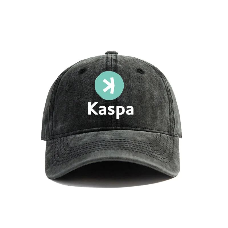 Kaspa Krypto Distressed Baseballkappe Coole Herren Retro Outdoor Sommer Verstellbar Geschenk Vater Kaspa Münz Hut Outdoor Sonnenschutz Adjustable black