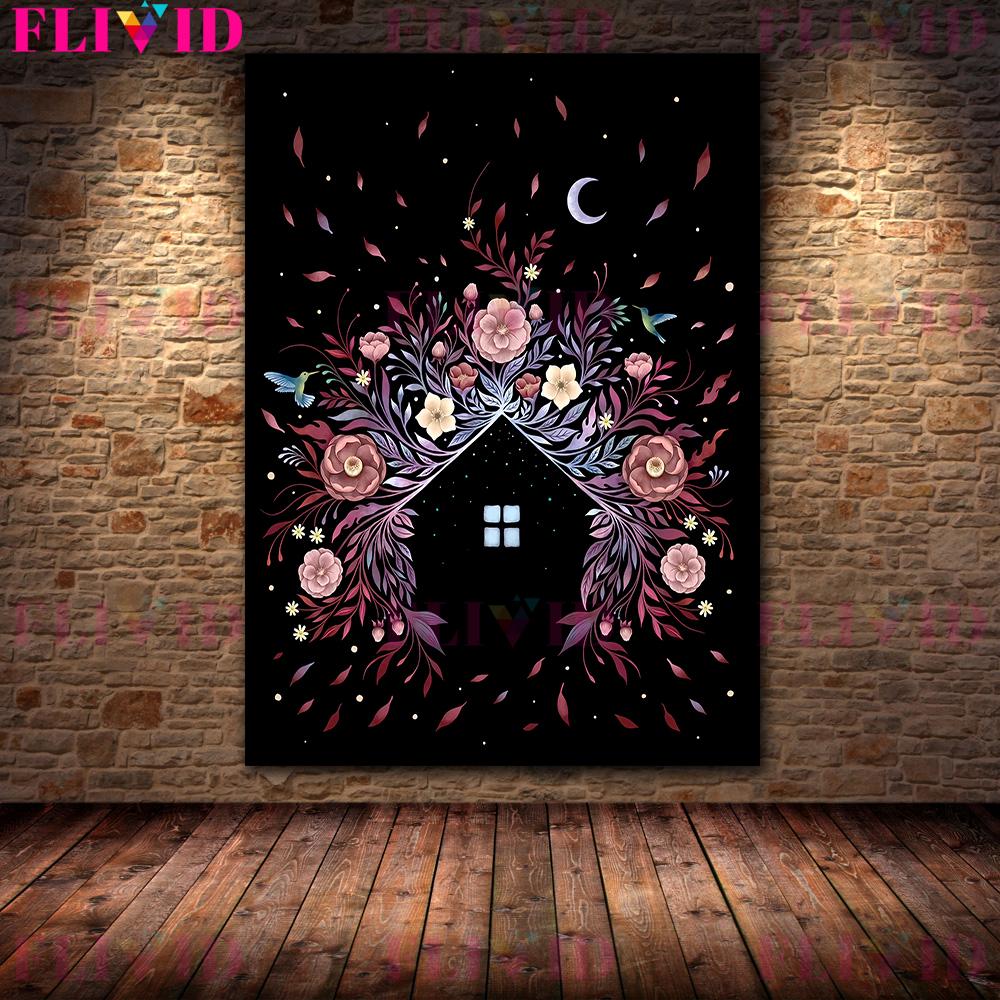 

Бохо Настенный Декор Небесные Фазы Луны Волшебная Флора Викка Стены Искусства Холст Живопись Украшения Плакат И Принты Для Гостиной Без Рамки 21*30cm No Frame