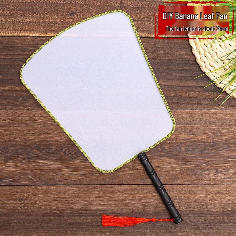 DIY Children's Silk Cloth Round Fan with Bamboo Handle - Palace Style Hand-Painted Kindergarten Craft