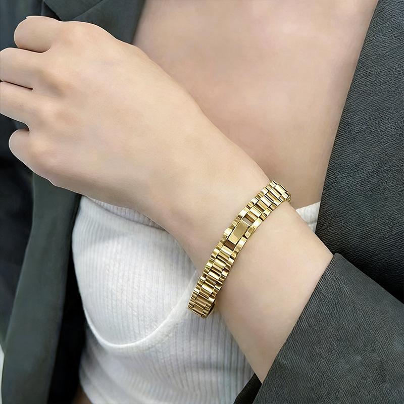 Stainless Steel Bracelet with Strap - High-end, Fashionable, Retro, Versatile Hand Jewelry for Both Men and Women