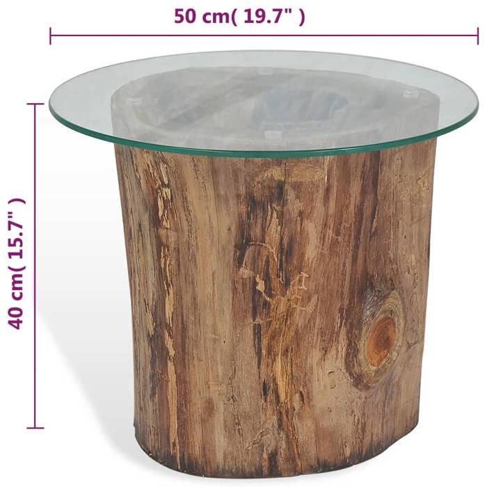VidaXL Coffee Table Teak Glass 50 X 40 Cm