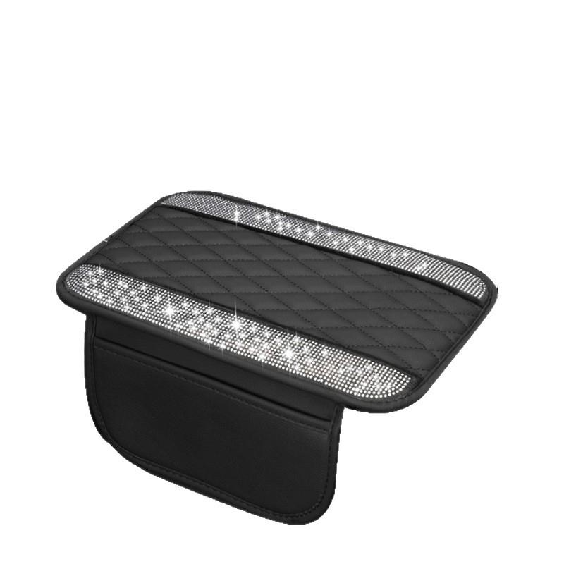 Car Amrest Cushion Pad Diamond For Women Leather Auto Center Console Cover with Storage Bags Luxurious Auto Interior Accessories