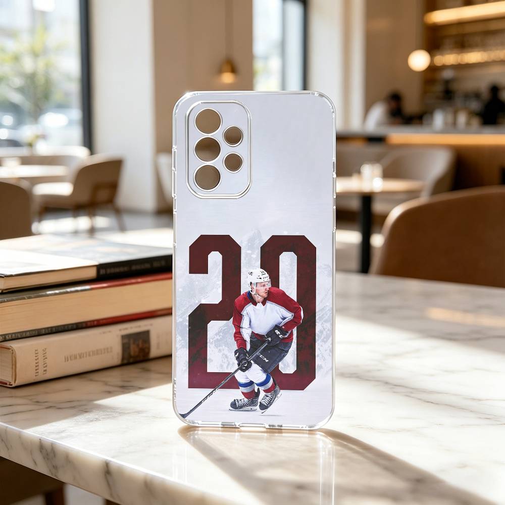 Hockey Player Nathan MacKinnon Phone Case Transparent Silicone Soft For Samsung S25,S24,S21,S22,S23,S30,Ultra,S20,Plus,Fe