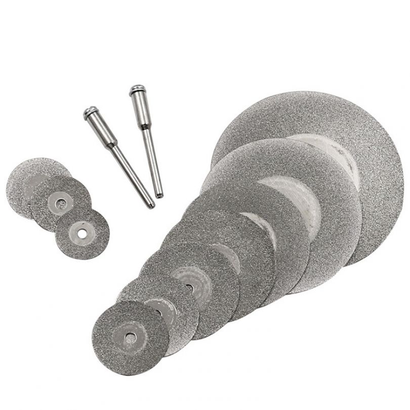 12 Pieces Abrasive Cutting Disc Kit, Diamond Coated Rotary Attachments with Mandrel for Multipurpose Material Processing