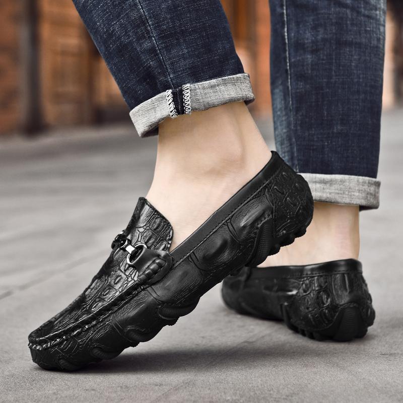 Mode Platta bottnar business casual herrskor klassiska och bekväma stilar Kontor utomhus Plusstorlek Äkta läderskor Slip on