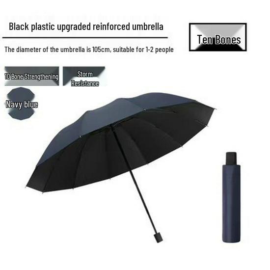 Customized Large Automatic Business Umbrella - Sun & Rain Dual-Use, Black Glue Sunshade, Anti-Rainstorm, Reinforced Windproof.