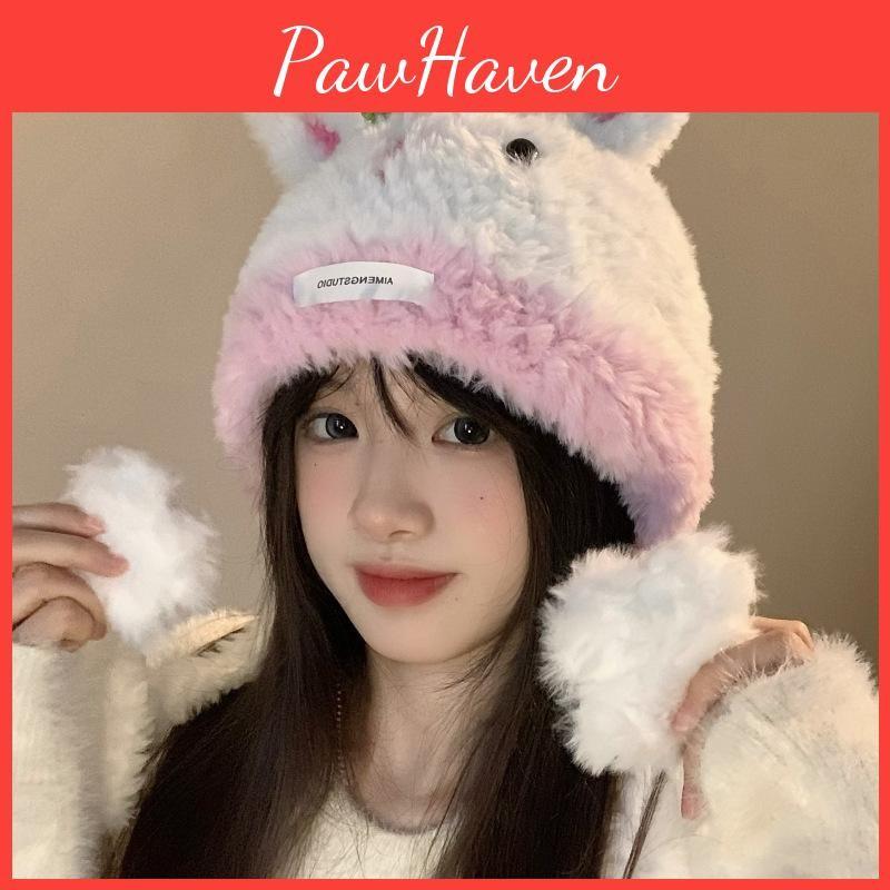 Rabbit Ear Cute Winter Hat For Women Hand Knitted Warm And Chic Accessory Cozy