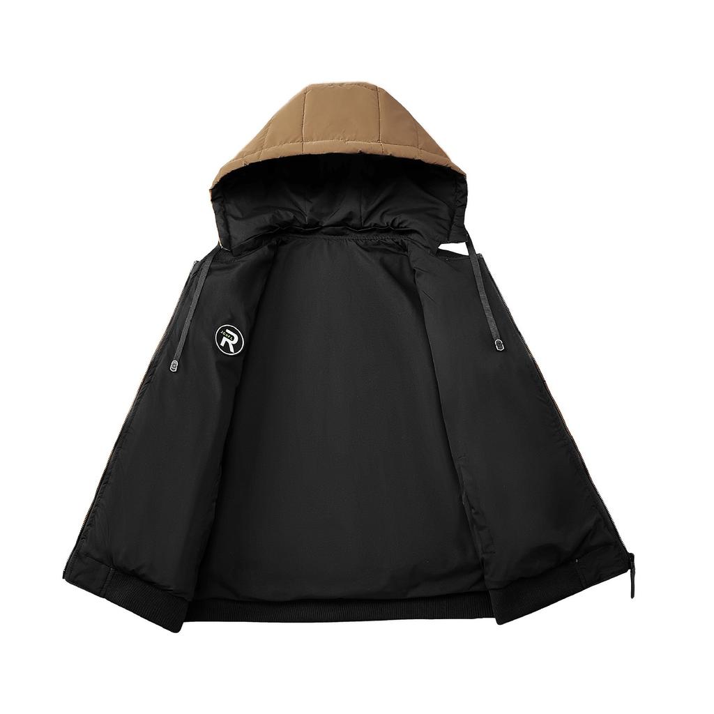 Cotton Coat Men's Embroidered Contrasting Color Trendy Loose Removable Hat Double-sided Wear Student Cotton Jacket Hooded Jacket