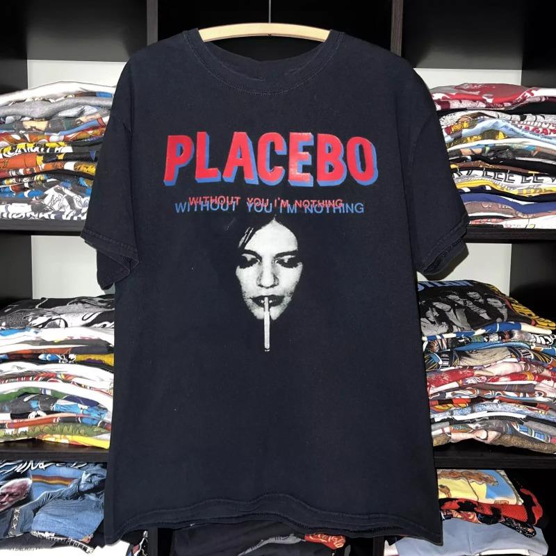 T-shirt Placebo Band con la Grafica Senza di Te Non Sono Niente per Unisex Estate Nuova Unisex Casual Cotone T-shirt