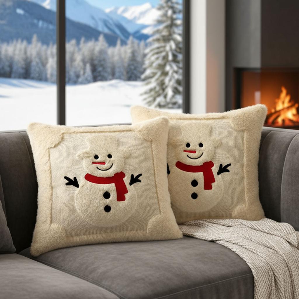 2PCS  Christmas Decorative Throw Cushion Cover Set Home Holiday Decoration Throw Pillowcase for Living Room Sofa Cushion Cover