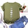 Damen Sommer Casual O-Ausschnitt Kurzarm Monddruck Locker Bluse T-Shirt Top