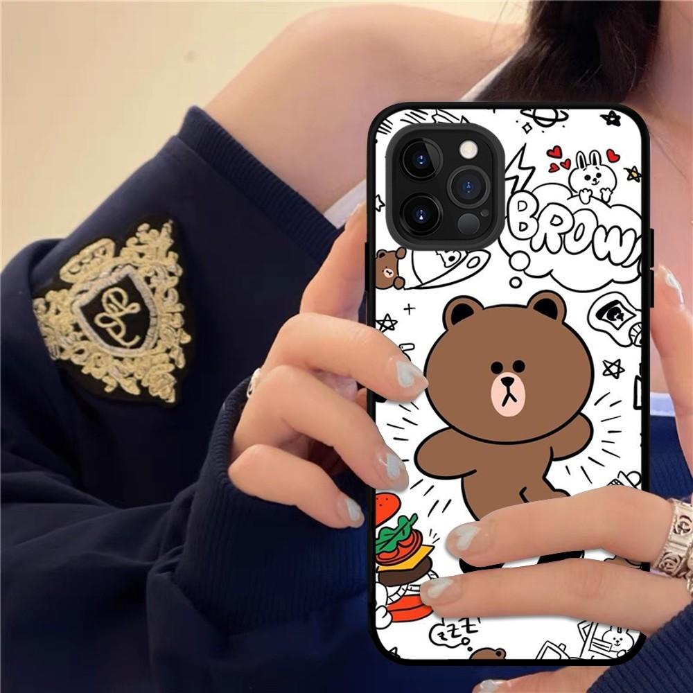 Korea Cute L-Line F-Friends B-Brown Phone Case Silicone Soft for iphone 15 14 13 12 11 Pro Mini XS MAX 8 7 6 Plus X XS XR Cover