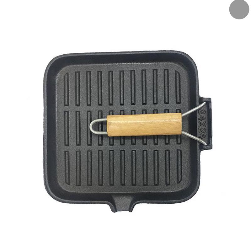 TLXT 27cm Cast Iron Square Steak Frying Pan with Lid