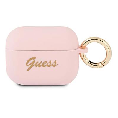 Guess Guapsssi Airpods Pro Cover Pink Silicone Vintage Script