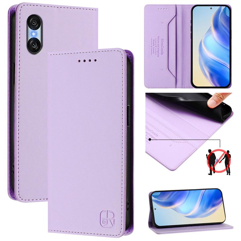 Luxusní kožené pouzdro pro Sony Xperia 10 VI/Xperia 5 VI/Xperia 1 VI/Xperia 5 V Sloty RFID blokovacích karet Stojan s magnetickou přitažlivostí Nárazuvzdorný Flip Cover