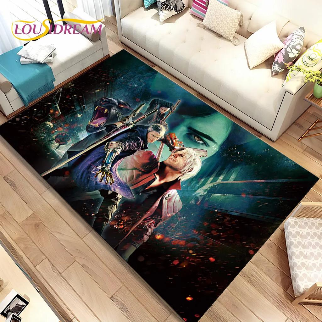 Tapis de jeu 3D HD D-Devil May Cry DMC, Tapis de sol pour salon, chambre à coucher, canapé, paillasson décoratif, tapis de sol antidérapant pour enfants