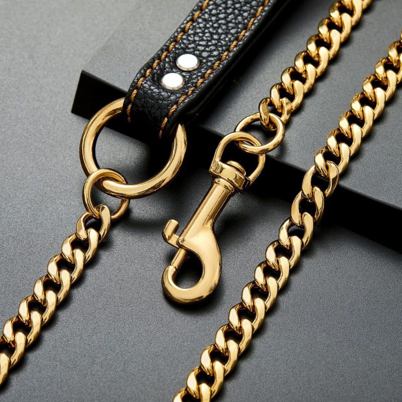 11mm Stainless Steel Dog Leash Heavy Duty Anti-Pull Chain Medium Large Dogs Golden Retriever Outdoor Walking
