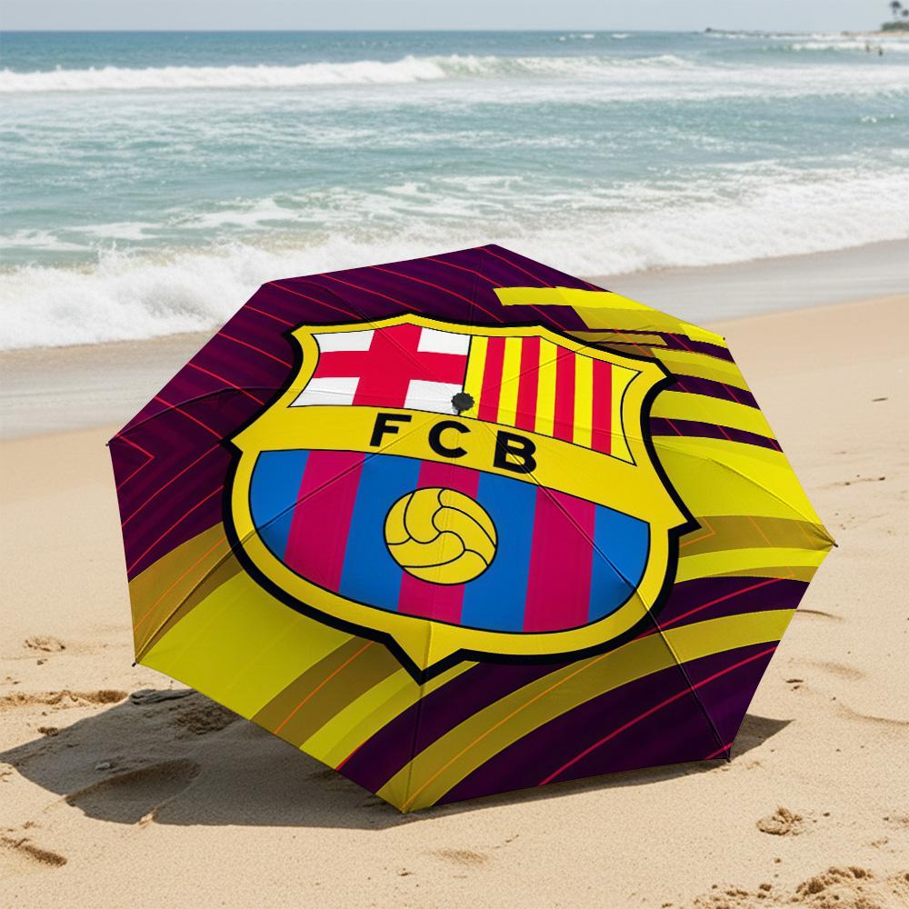1 PC Automatic Folding Umbrella-Barcelona Football Club Pattern, Portable & Foldable Design with 8 Ribs, Christmas Birthday Gifts