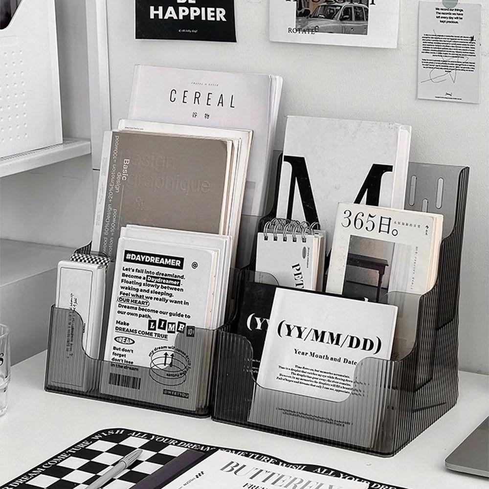 Clear Brochure Display Holder 3 Tiers Desktop Book Stand Pamphlet Flyer Organizer  Study Room