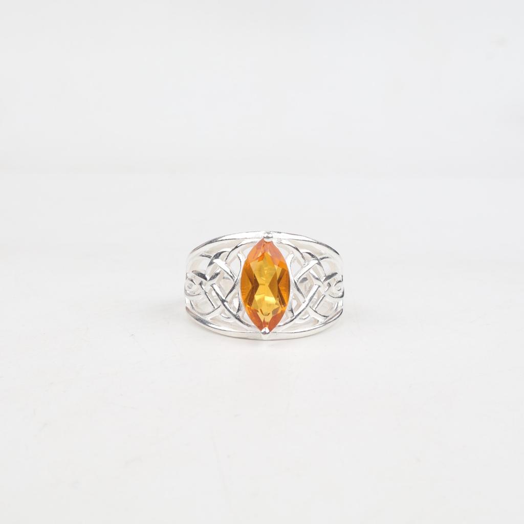 Citrine Gemstone 925Sterling Silver Jewelry Statement Ring For Mother's Day Gift CZR-3-3