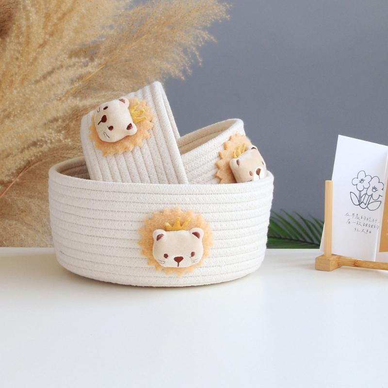 Small Woven Baskets for Organizing Rope Storage Basket Cute Cotton Basket Nursery Gift Dogs Toy Storage Bins for Toy