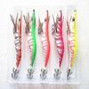 5 Pcs 13.5cm20g Wood Shrimp Squid Lures Bait Bass Hooks