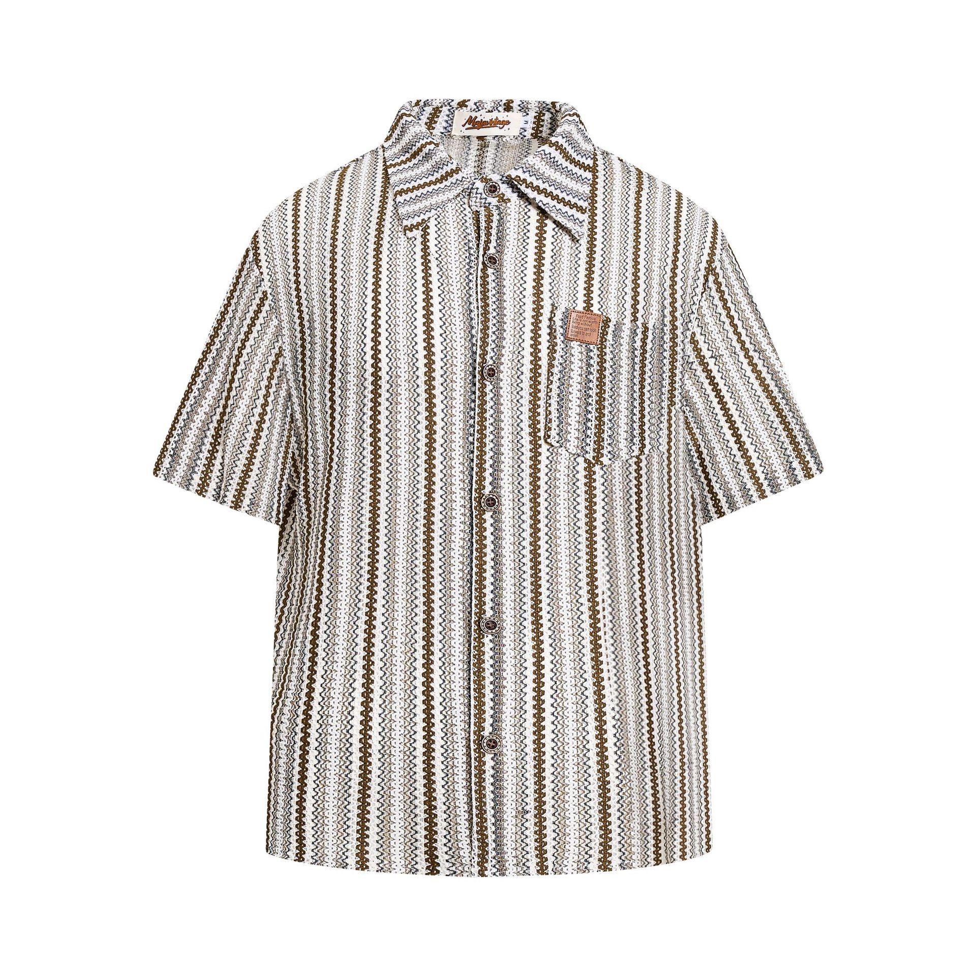 Niche hollow shirt short-sleeved men s ins trendy vintage top M