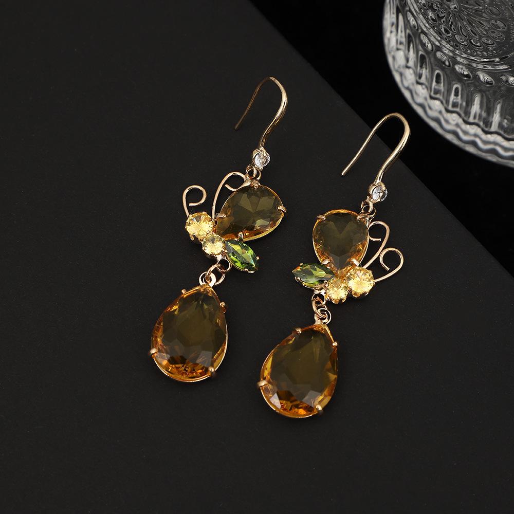 Набор серьги и колье с кристаллами в виде листьев Женские аксессуары